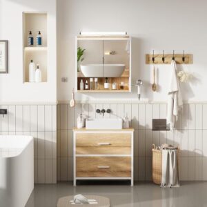 Badezimmermöbel Set aus MDF-Holz und Metall, modernes Design, perfekt für moderne Badezimmer, 60cm Breite
