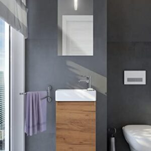Badezimmermöbel-Set 3-teilig Eiche hell für kleine und schmale Toiletten mit Waschplatz, Unterschrank, Waschbecken und kleiner LED-Beleuchtung
