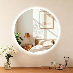 Moderner Rund Badspiegel mit Beleuchtung und Touch-Schalter, ideal für Badezimmer oder Schlafzimmer