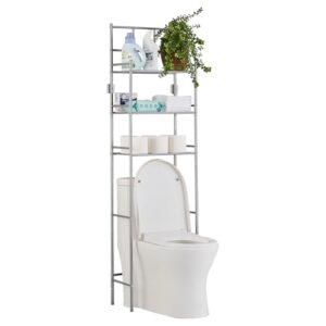CELORVINI 3-stufiges Toilettenregal aus Metall, Platzsparendes WC Regal für Bad, Grau
