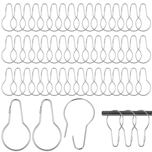 50 Stück Silber Duschvorhang Ringe für Gardinenstange, praktische und elegante Lösung, hochwertiges Metall, sichere Öffnungsdesign, geräuschlose Montage