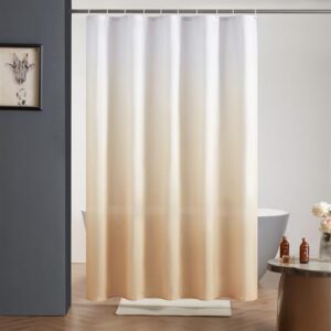 Furlinic Duschvorhang aus Polyester, Wasserabweisend, Anti-Schimmel, Waschbar, 120x200 cm, Weiß nach Cremebraun, mit 8 Duschvorhangringen