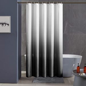 Furlinic Duschvorhang Badvorhang Textil aus Polyester Stoff, schimmelresistent und wasserdicht, für Dusche oder Badewanne, 150x180 cm, Weiß nach Schwarz mit 10 Duschvorhangringen.