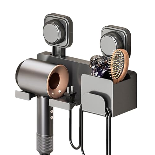 Haartrocknerhalter ohne Bohren mit Kabelhalter und Stauraum - Multifunktionaler Haartrockner Organizer für Friseursalon