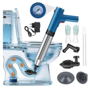Heasin Rohrreiniger Druckluft, 4 in 1 Toiletten Pömpel, Abflussreiniger Pumpe, Pressluft Rohrreiniger mit Luftdruckanzeige für Waschbecken, Bodenablauf, Badezimmer, Toiletten und Dusche
