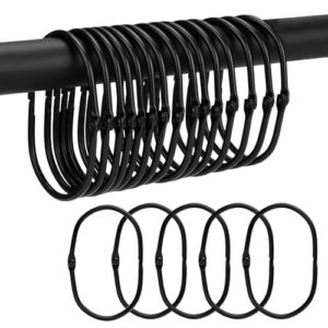 20 Stück Duschvorhang Ringe, 67 mm extra groß, Metall Vorhangringe mit Schnappverschluss, für Badezimmer und Wohnzimmer (Schwarz)