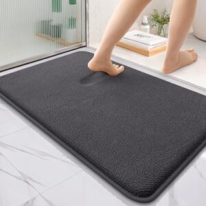 Homaxy Memoryschaum Badezimmerteppich, Weich Badematte rutschfest Waschbar Dick Badteppich Saugfähig Badvorleger für Badezimmer 60x90 cm, Dunkelgrau