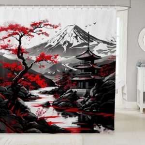 Traditioneller japanischer Duschvorhang mit Kirschblütenmotiv, perfekt für Jungen und Mädchen