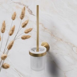 Lenz WC-Bürstengarnitur Juna in Gold - Platzsparende Wandmontage für das Badezimmer mit Anti-Fingerabdruck-Oberfläche und hochwertiger Verarbeitung