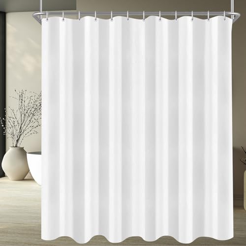 Lerores Duschvorhang 160x160 cm Reinweiß, Beschwerter Saum Antischimmel Textil, Wasserabweisend, Waschbar Polyester Stoff Badevorhänge für Badezimmer