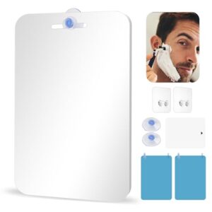 Moosono Duschspiegel Rasierspiegel Antibeschlag Mit Saugnapf Spiegel Klein für Dusche 30cm*20cm, unzerbrechlich und nebellos, ideal für den Duschgebrauch