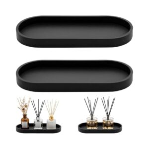 Badezimmer Tablett, Deko Ablageschale aus Schwarz Silikon, Oval Tabletts, Badezimmer Deko Waschbecken Ablage für Waschtisch Wohnzimmer Küche Spülbecken Organizer Waschbecken Badewanne