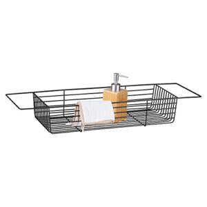 Badewannen-Draht Tablett aus Metall, robuste Ablage für Badewanne, Draht Organizer Unterlage für Badzimmer, schwarz