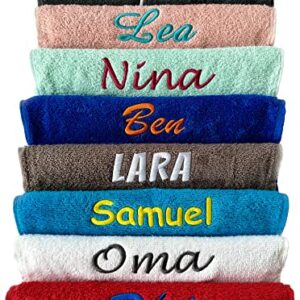 Einzigartiges Handtuch mit individueller Bestickung und Motiv in verschiedenen Farben. Hochwertige 100% Baumwolle, ideal als Geschenk oder für das Badezimmer.