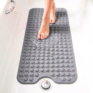 Rutschfeste Badewannenmatte für Badezimmer, Antirutschmatte mit Saugnäpfen und Blasen, BPA-frei und antibakteriell, Schimmelresistent