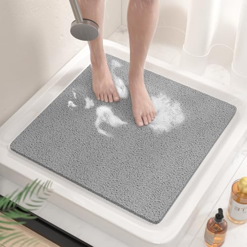 Rutschfeste Duschmatte, 53x53cm Badewanne Mat mit hocheffizienter Drainage und weichem PVC-Luffa Material. Antirutschmatte für ältere Menschen und Kinder.