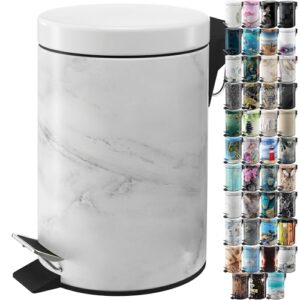 Sanilo Kosmetikeimer 3L mit Absenkautomatik, Mülleimer für Badezimmer, Abfalleimer mit Innenbehälter und Marmor-Ausstattung
