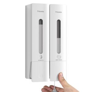 Badezimmer-set, Shampoospender für Duschwand, 1984 Shampoo- und Spülungsspender mit zwei separaten Kammern für Shampoo und Spülung, kein Bohren erforderlich, weiß