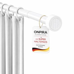 Teleskopstange ohne Bohren, rostfreie Duschvorhangstange & Gardinenstange zum Klemmen, 5 Längen 40–230 cm, 3 Farben: Schwarz, Weiß und Edelstahl