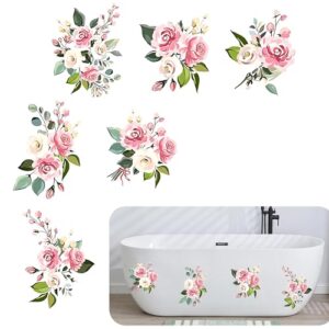 Selbstklebende Badewannenbodenaufkleber mit Pflanzenblumenmuster - Rutschfeste Anti-Rutsch Aufkleber für Dusche und Bad, Sicher, Praktisch und Dekorativ
