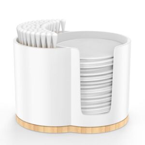 Badezimmer Organizer, Wattepad-Spender mit 2 Fächern für Wattestäbchen und Kosmetikartikel, weißer Behälter für den Schminktisch und die Ohrenstäbchen Aufbewahrung