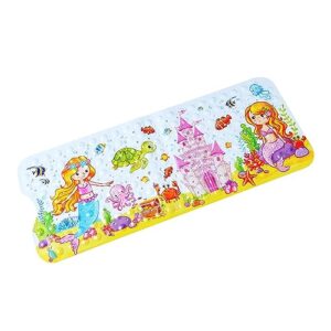 Rutschfeste Badewannenmatte für Innenbad mit Meerestieren Design, PVC und Blau Farbe, ideal für Kinder, Mädchen und Jungen, 100x40 cm groß.