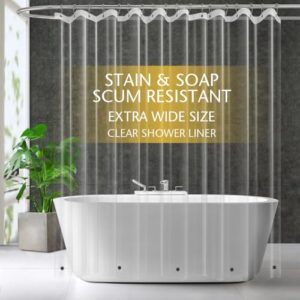 Badevorhang aus PEVA-Kunststoff, leicht und transparent, mit rostfreien Metallösen und beschwertem Magnet für großes Badezimmer, Wasserabweisend und leicht zu reinigen.