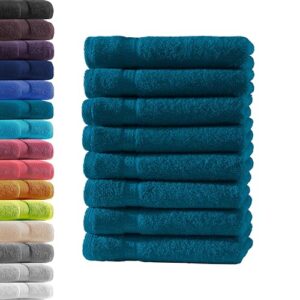 8X Gästetuch in Petrol, 100% Baumwolle Frottier, Oeko-TEX Standard 100, Premium Qualität