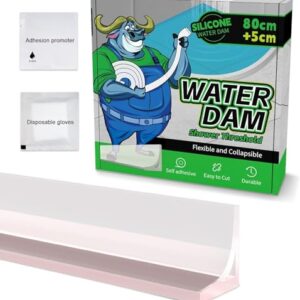 Schwallschutzleiste für Duschen, Selbstklebend, Wasserstopper, Hochwertig, Silikonmaterial, Transparent, 0.85 Meter lang