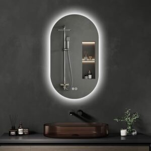 Archaluxe Badspiegel mit Beleuchtung 40x70cm: LED-Badezimmerspiegel Oval Badezimmer Spiegel mit Beschlagfrei, Touch-Schalter, Dimmbar, 3 Lichtfarben Entfoggen Led-Spiegel-Bad für Badezimmer