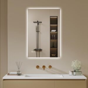 Badezimmer Spiegel mit LED-Beleuchtung, Touch-Schalter und Dimmbarkeit
