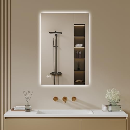 Badezimmer Spiegel mit LED-Beleuchtung, Touch-Schalter und Dimmbarkeit