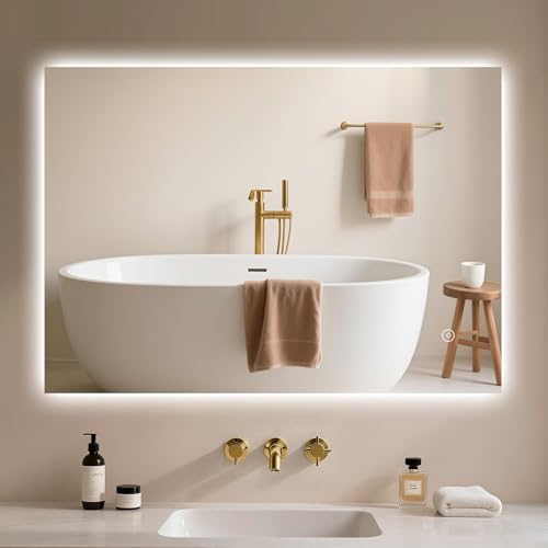 Badezimmerspiegel mit LED-Beleuchtung, Touch-Schalter und Dimmbarkeit