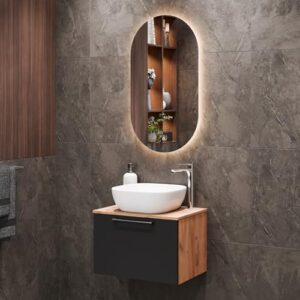 Badezimmermöbeln von Planetmöbel, Astra Badmöbel mit Waschtisch und Aufsatzwaschbecken in modernem Design