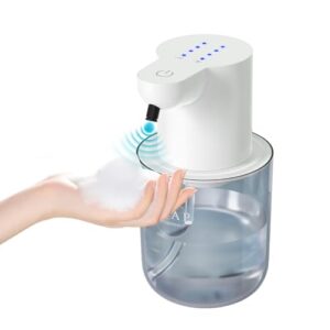 Automatischer Schaumseifenspender mit 400ml Fassungsvermögen, Infrarot-Sensor und vier Dosierstufen. IPX5 Wasserdicht und elektrisch betrieben. Ideal für Bad und Küche.