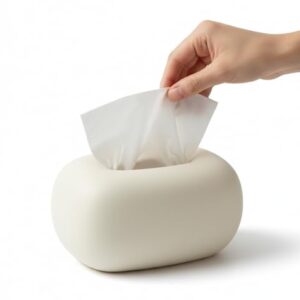 Elegante Keramik-Kosmetik-Box in Weiß Elfenbein für Kosmetik-Aufbewahrung und -Verwaltung, ideal für Wohnzimmer, Bad und Flur.
