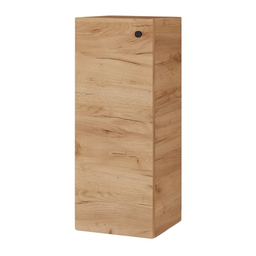 Badschrank in Gold Eiche für Badezimmer, Hängeschrank mit 3 Fächern und Soft-Close-Funktion