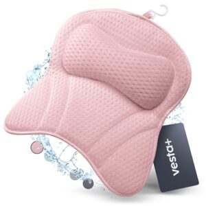 Vesta+ Badewannenkissen Rosa L mit Saugnäpfen, Testsieger als Badewannenkissen für den Nackenkomfort