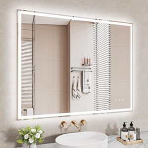 Badezimmerspiegel mit LED-Beleuchtung, Dimmfunktion und Touch-Schalter. Elegantes Design für das Badezimmer.
