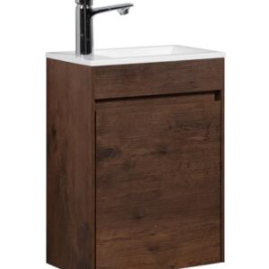 Badplaats Gäste-WC Waschtisch Set Sinta 40 x 22 cm Walnuss Braun - Platzsparendes Badmöbel Set mit Waschbecken und Unterschrank für kleine Badezimmer