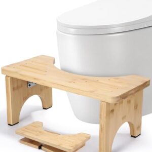 Bambus Toilettenhocker für Erwachsene, Klappbar mit Anti-Rutsch-Pads, ergonomischer WC Hocker für Badezimmer, Squatty Potty, Stuhlgang klohocker für Hämorrhoiden Verstopfung Blähungen