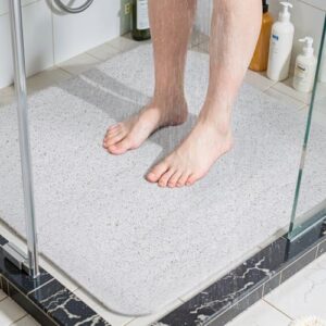COSYLAND Duschmatte rutschfest 60x60, Badewannenmatte rutschfest mit Ablauf, Weiche PVC-Luffa Rutschmatte Dusche, Schnell Anti Rutsch Badematte, Weiss, sicherer Duschen-Erfahrung