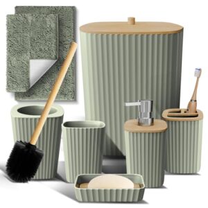 Badezimmer-Zubehör-Set, 6-teiliges Badezimmer-Set mit Badezimmerteppichen, WC-Bürste und Seifenspender
