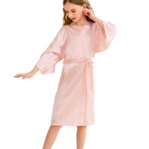 Klassischer Satin Kimono für Jungen und Mädchen, rosa Farbe, ideal für Babyparty, Hochzeitsfest und Verkleidungsfest