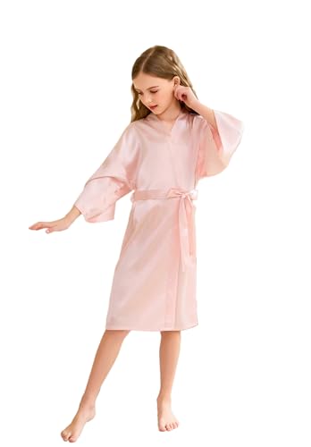 Klassischer Satin Kimono für Jungen und Mädchen, rosa Farbe, ideal für Babyparty, Hochzeitsfest und Verkleidungsfest