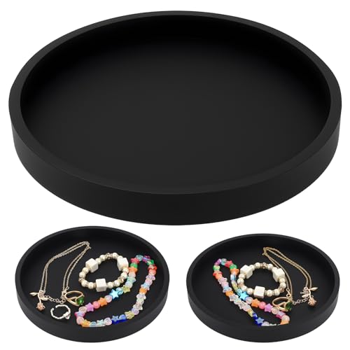 Praktisches Dekotablett in Schwarz aus Silikon für Badezimmer, Küche und Schminktisch zur Aufbewahrung von Toilettenartikeln, Kosmetika und Handtüchern