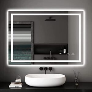 Led Badspiegel mit Beleuchtung, Touch-Schalter, Dimmbar, 3 Lichtfarbe Einstellbarer Badezimmerspiegel mit Beleuchtung, Beschlagfrei 50x70 cm