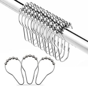 36 Stük Duschvorhang Haken Edelstahl Duschvorhang Ringe Metall Aufhängerringe mit Gleitsystem Silber Vorhangringe für Duschvorhangstange Kleiderstange, hervorragende Qualität, einfach zu installieren und zu verwenden.
