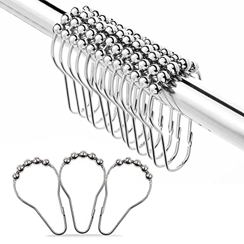 36 Stük Duschvorhang Haken Edelstahl Duschvorhang Ringe Metall Aufhängerringe mit Gleitsystem Silber Vorhangringe für Duschvorhangstange Kleiderstange, hervorragende Qualität, einfach zu installieren und zu verwenden.