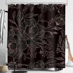 Duschvorhang mit Pfingstrosen, rustikale Rosenblätter, dunkles Vintage-Blumenmuster, wasserdicht, Polyester, Badezimmer-Heimdekor-Set